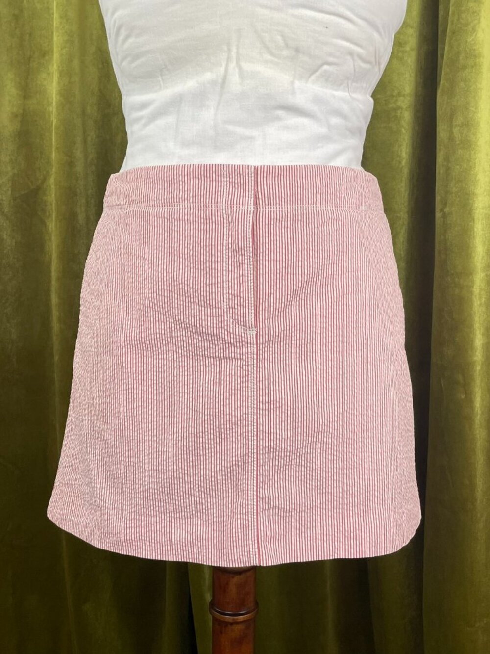 Vintage 2004 J. Crew Stretch Cotton Seersucker Mini Skirt, Medium